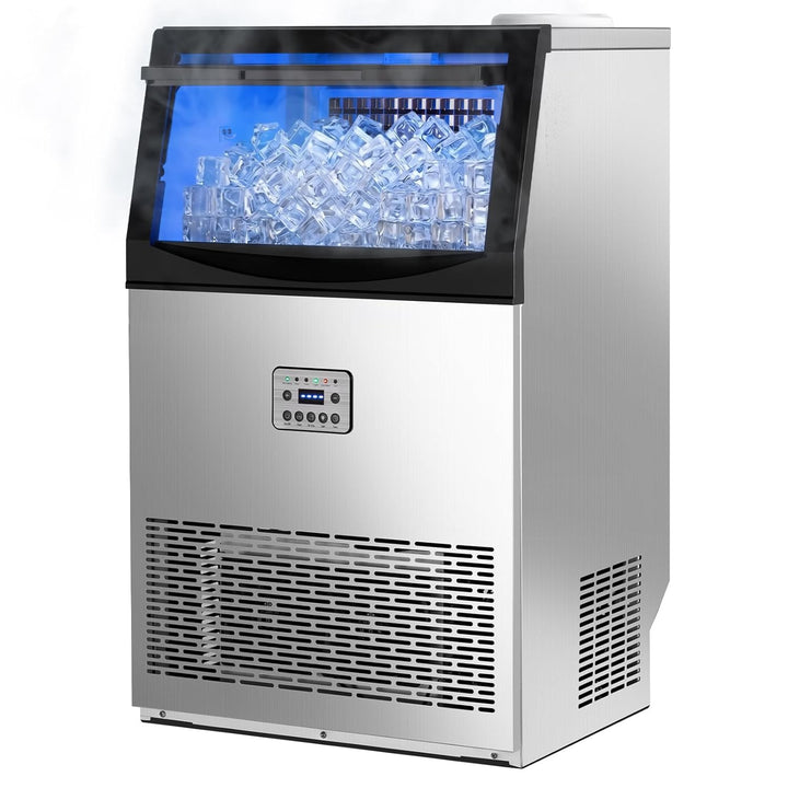 LEADZM Kommerzielle Eiswürfelmaschine Freistehender Eiswürfelbereiter Eismaschine mit Timer, ideal f