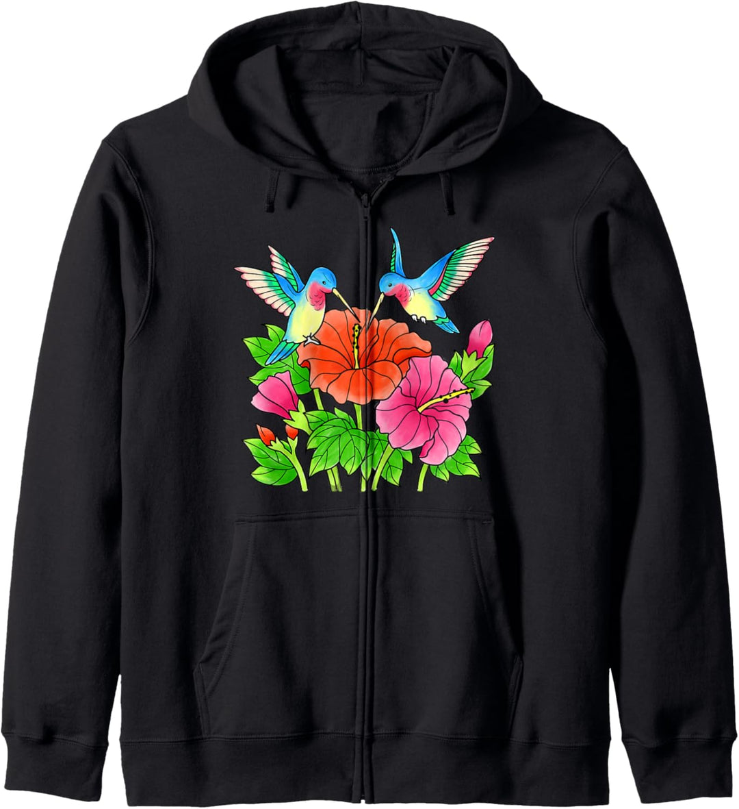 Kolibris Exotische Blumen Damen Mädchen Bunte Vögel Sommer Kapuzenjacke