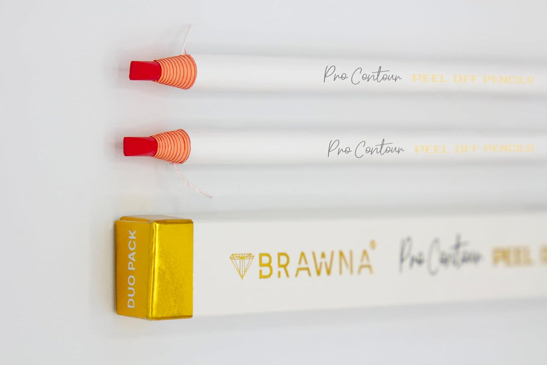 BRAWNA Pro Contour Peel-Off Stift für Augenbrauen- und Lippen-Mapping – Set mit 2 Stück – Rot – PMU
