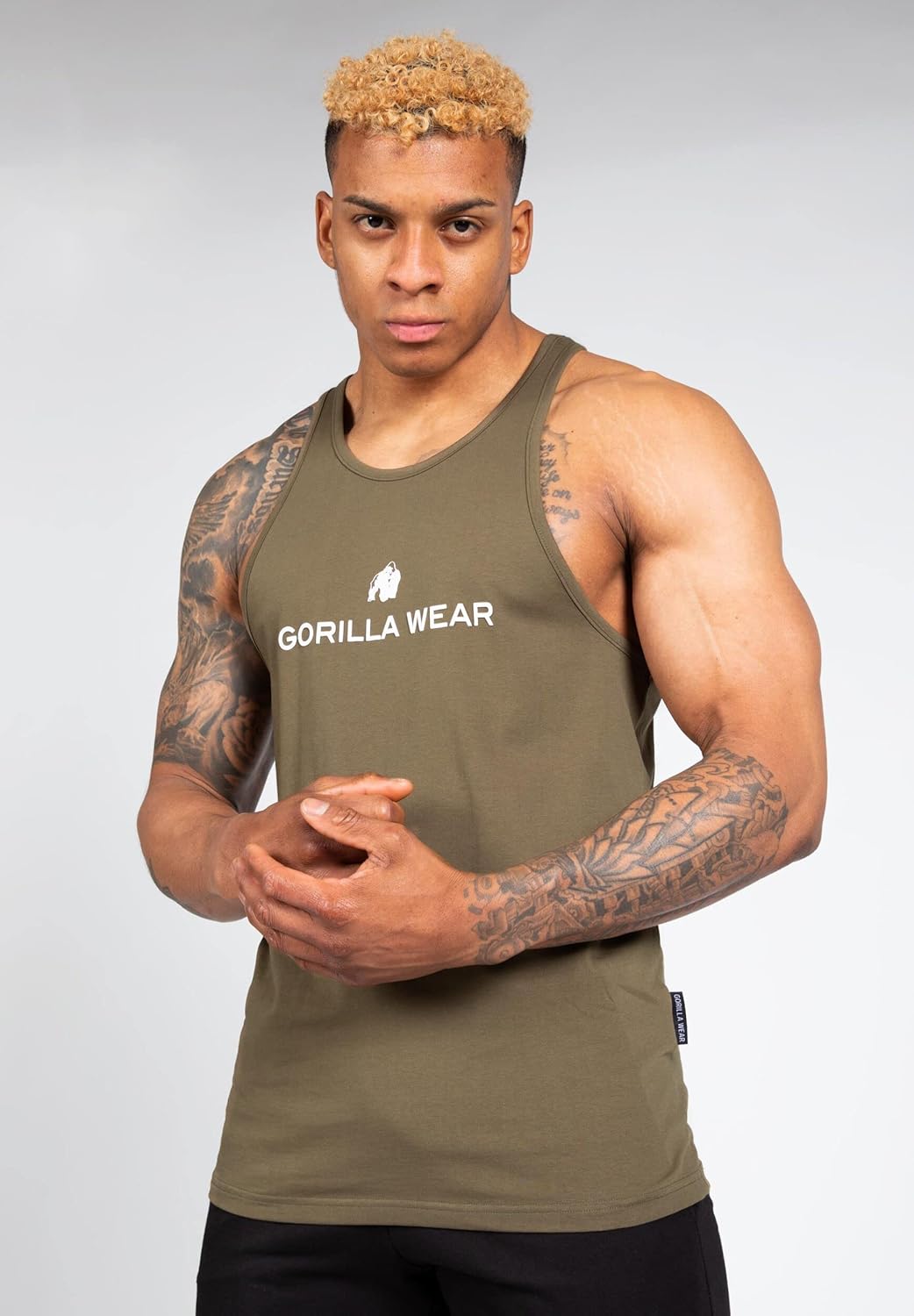 Gorilla Wear - Carter Stretch Tank Top - schwarz - Bodybuilding Sport Alltag Freizeit mit Logo Aufdr