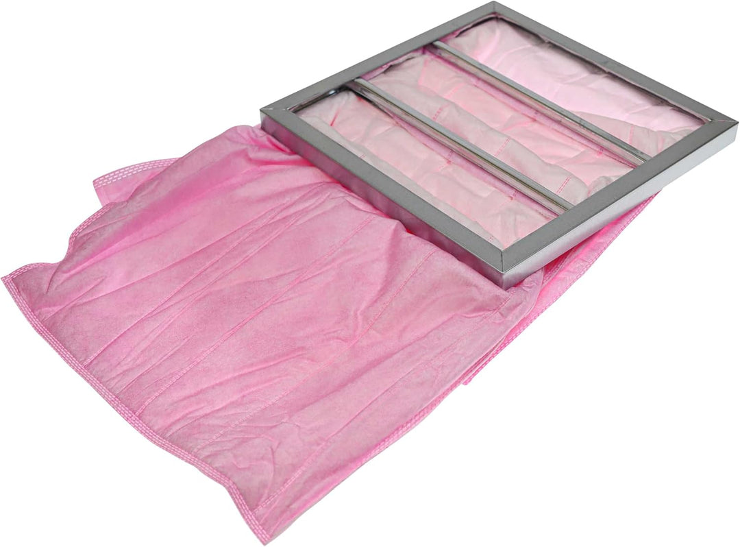 vhbw Taschenfilter für Diverse Klima- und Lüftungsanlagen - Filter F7, 28,7 x 28,7 x 36 cm, Rosa