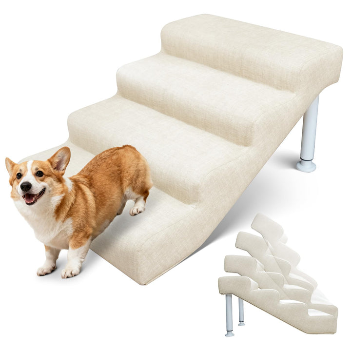 5-stufige Hundetreppe für Hochbett und Couch, 52-72 cm hoch für Hunde, breitere Haustiertreppe für k