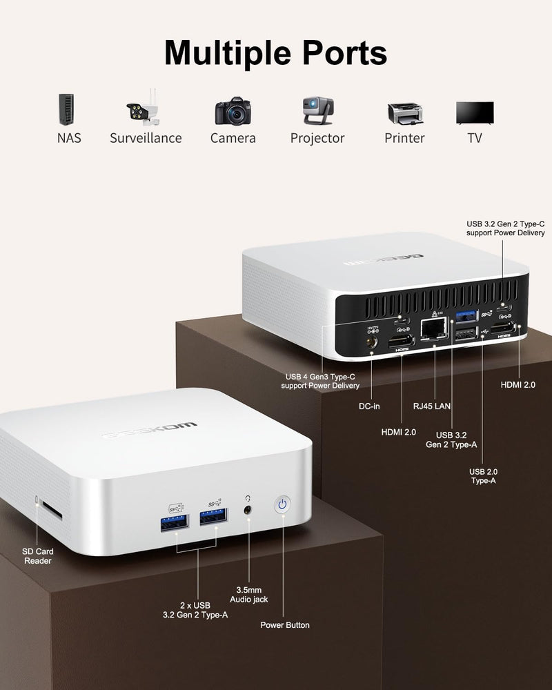 GEEKOM A7 Mini-PC, AMD Ryzen 9 7940HS (8 Kerne 16 Threads, bis zu 5,2 GHz) Mini PC 32GB DDR5 2TB SSD