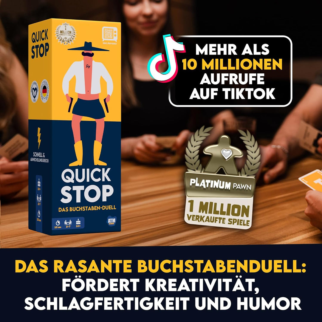 ATM Gaming Quickstop - Das Buchstaben-Duell - Kartenspiel für Jugendliche und Erwachsene - Schnell u