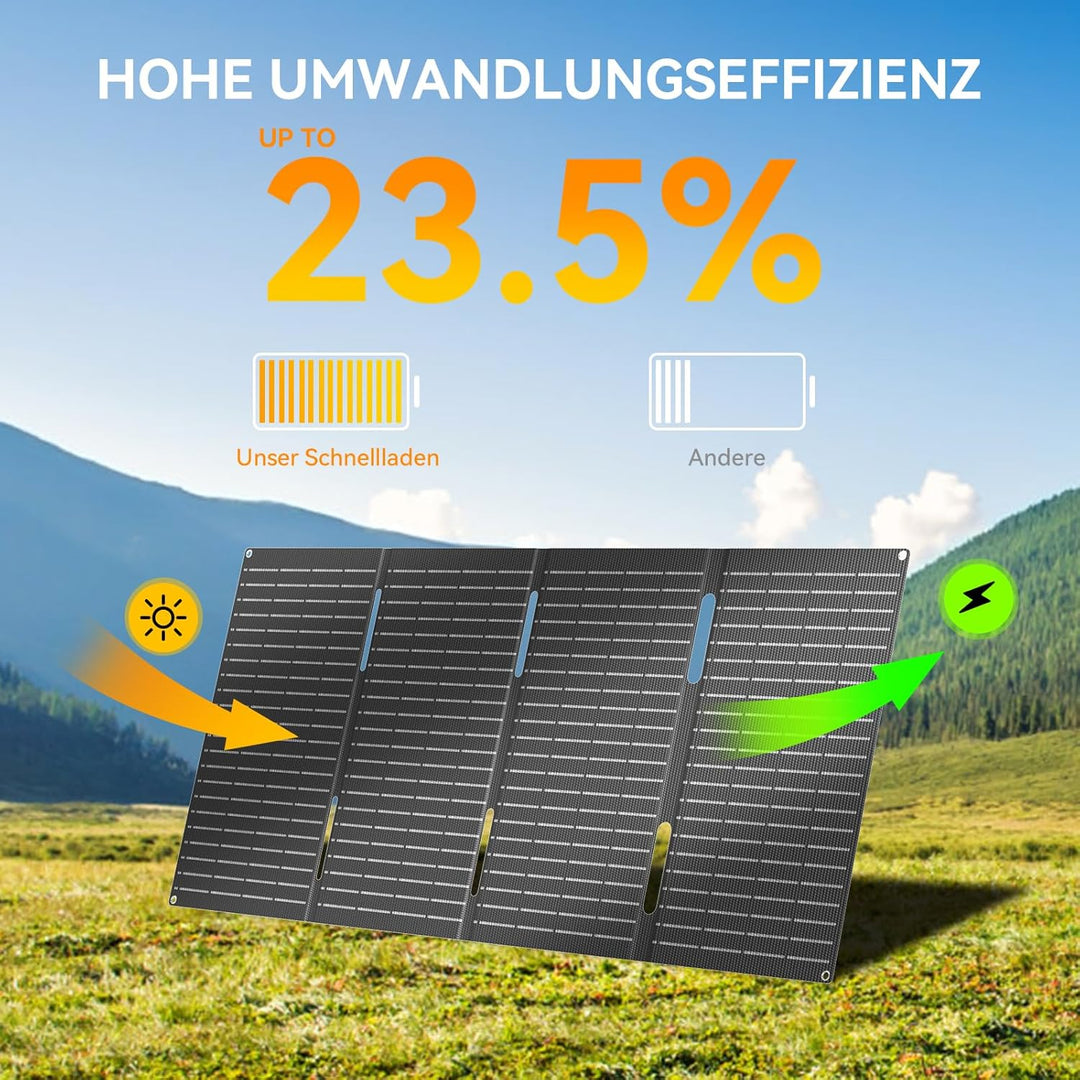 Ecosonique 60W Tragbares Solarpanel Faltbares Solarmodul schnelles Aufladen mit USB-C PD3.0 USB-A QC