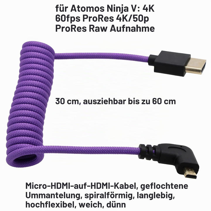 HangTon Micro HDMI zu HDMI 4K 8K 60p Kabel für ATOMOS Ninja V Ultra Canon R6II R5C R5 R100 R7 Sony Z