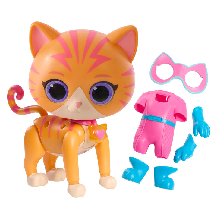 Disney Junior SuperKitties, 20 cm grosse katzenstark verwandelbare Ginny, 9-teilig, Kinderspielzeug
