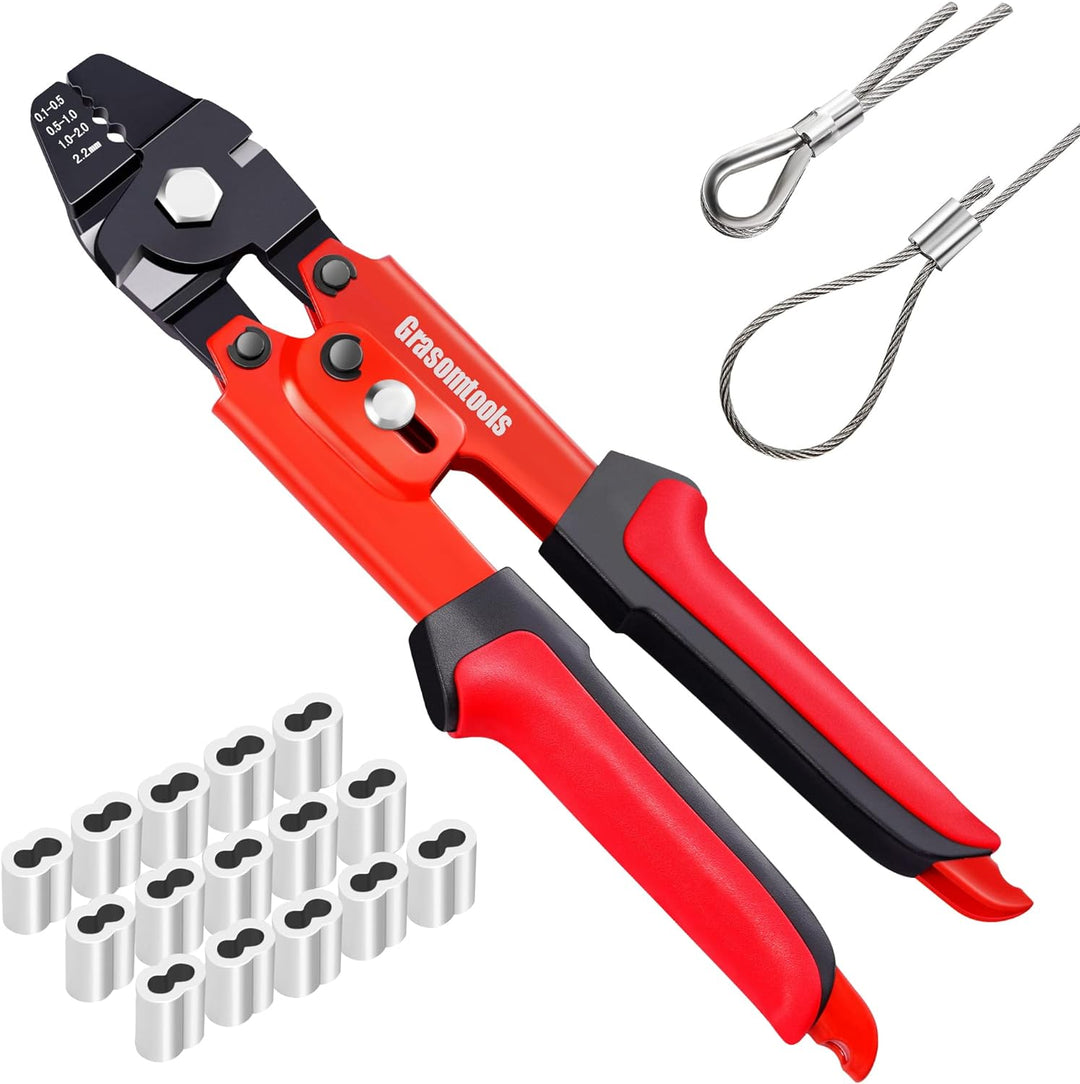Crimpzange, Drahtseil-Crimpzange, bis zu 2,2 mm Swager Crimper Angeldraht-Crimpzange mit 100 Stück A