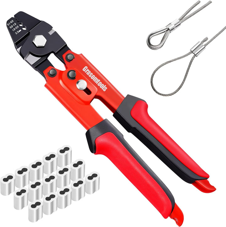 Crimpzange, Drahtseil-Crimpzange, bis zu 2,2 mm Swager Crimper Angeldraht-Crimpzange mit 100 Stück A