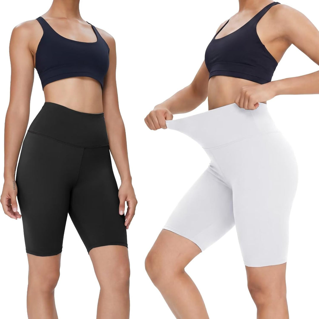 CAMPSNAIL 2er Pack Radlerhose Damen Hohe Taille Kurze Hose Sommerhose | Tights Bauchweg Hotpants, Bl