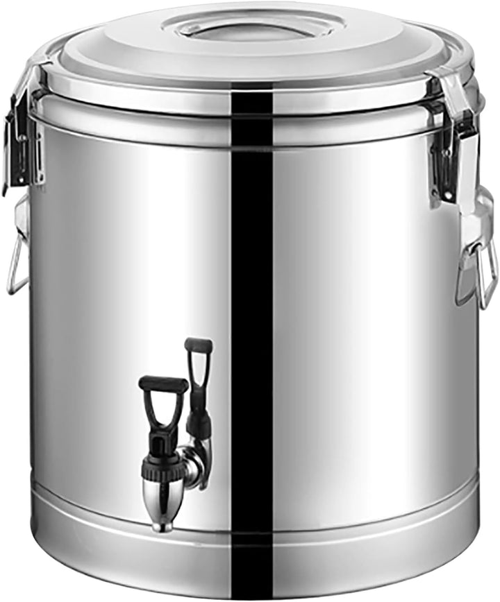 40L Edelstahl Isolationseimer mit Wasserhahn, Profi Warmhaltebehälter mit Deckel, Gastro Transportbe