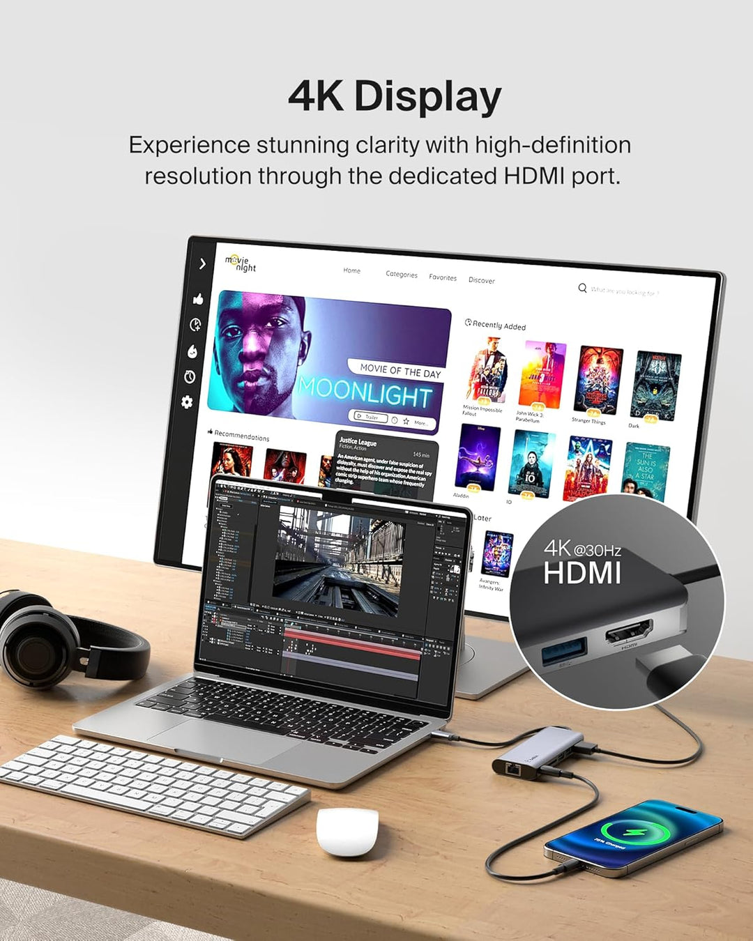 Belkin USB-C-Hub, 6-in-1-MultiPort-Adapter-Dock mit 4K-HDMI, USB-C und 100 W zum Laden (Passthrough)