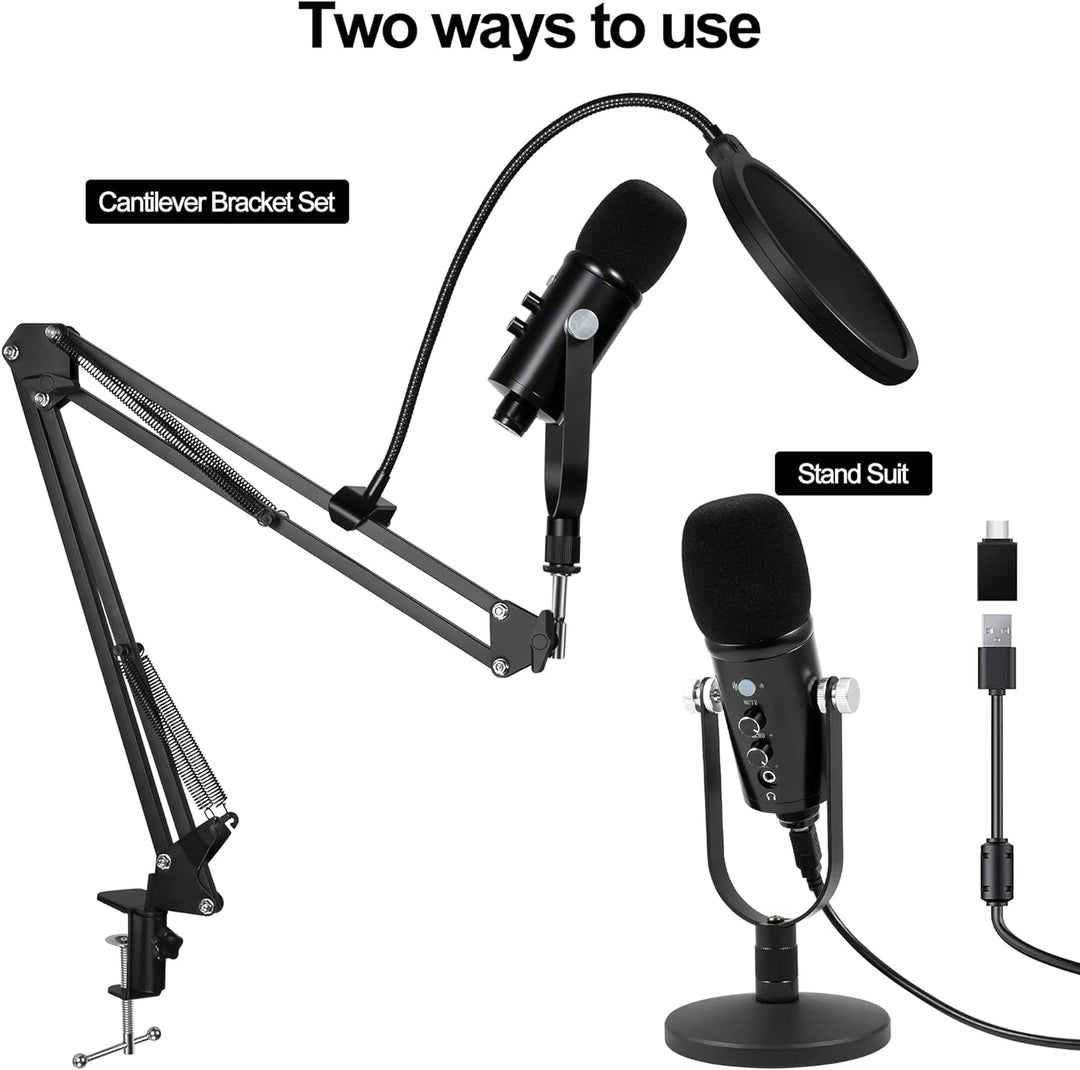Kalawen USB Mikrofon PC Kondensator Mikrofone Cardioid Podcast Mikrofon Kit mit Mikrofon Arm Mikrofo
