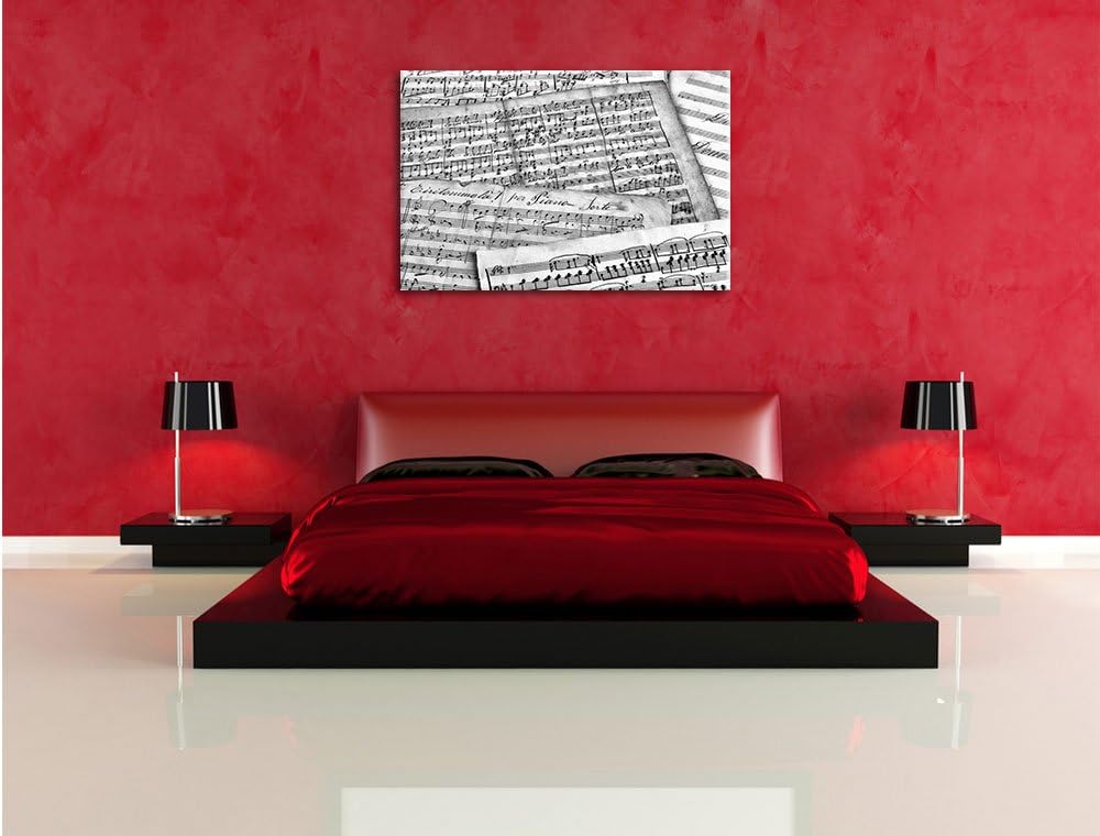 Pixxprint Stilvolle alte Notenblätter / 100x70cm Leinwandbild bespannt auf Holzrahmen/Wandbild Kunst