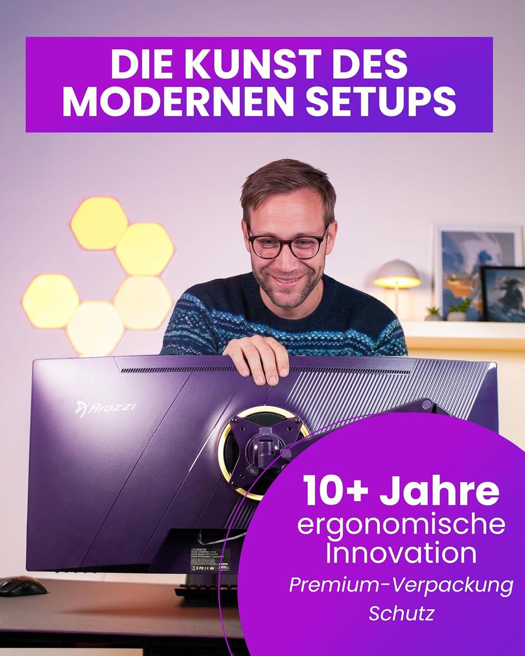 Arozzi Alzare Neo Single Gasdruckfeder-Monitorarm - Vollbewegung, Höhenverstellbar 21–50 cm, VESA 75