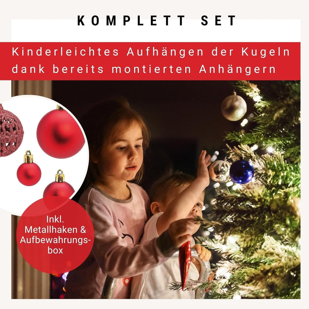WOMA Weihnachtskugeln Set I 50 oder 100 Christbaum-Kugeln I Weihnachtskugeln Kunststoff I Weihnachts