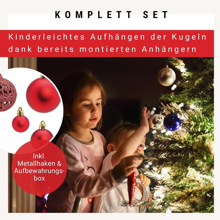 WOMA Weihnachtskugeln Set I 50 oder 100 Christbaum-Kugeln I Weihnachtskugeln Kunststoff I Weihnachts