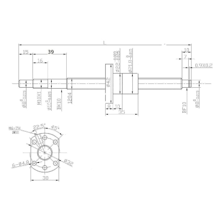 CNCYEAH SFU1204 Kugelumlaufspindel 550mm, Gewindespindel Edelstahl Rolled Ballscrew-spielfreie Balls