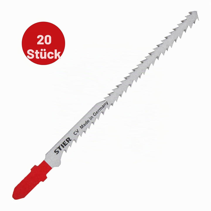 STIER Stichsägeblatt, 20 Stück, ST3182, Schnittlänge S 95 mm, Zahnteilung 2,2-3,2 mm, perfekt geeign