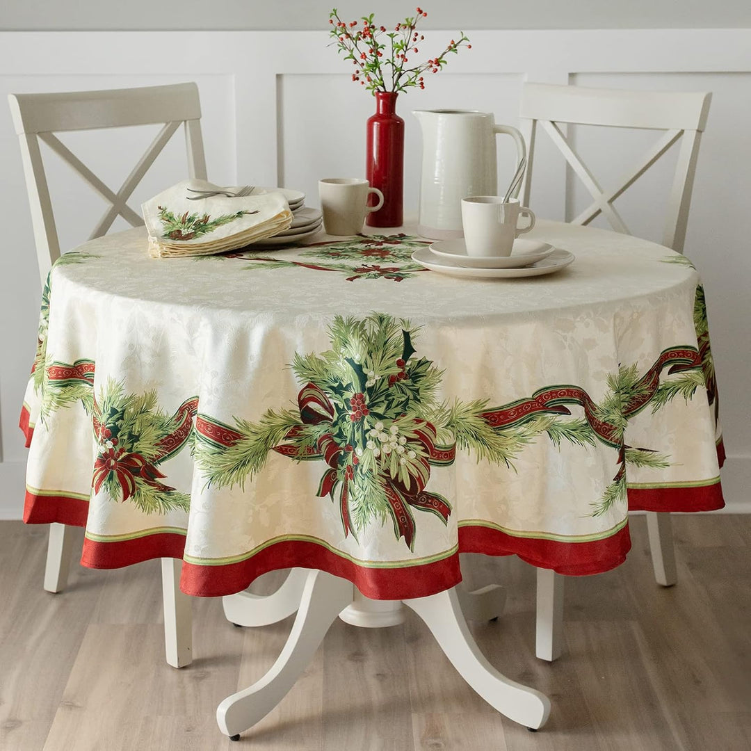 Benson Mills Tischdecke mit Weihnachtsbändern, Bedruckt, für Winter, Urlaub und Weihnachten (177,8 c