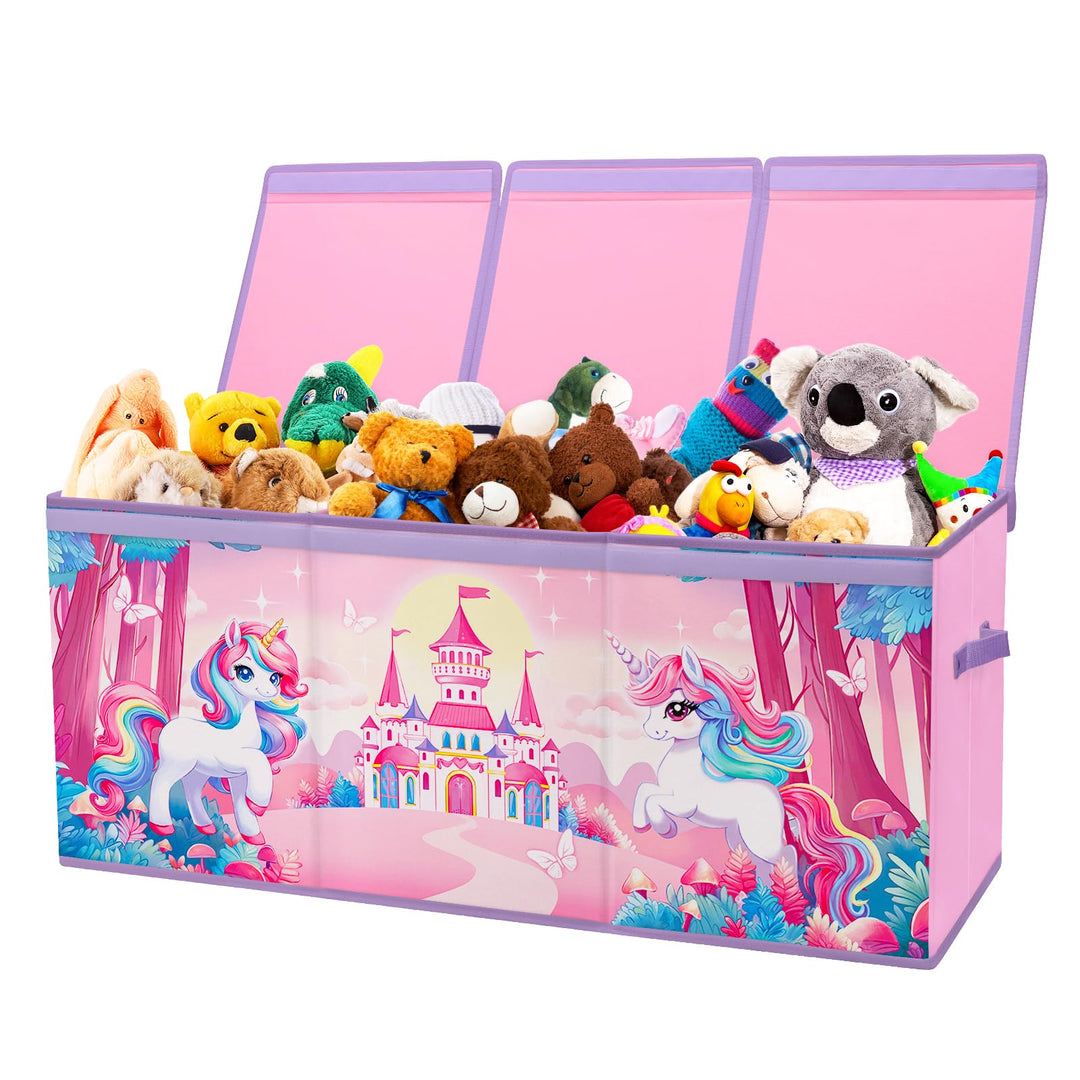 Extra Gross Aufbewahrungsbox mit Deckel Kinder, Zusammenklappbare Oxford-Spielzeugkiste mit Griff fü