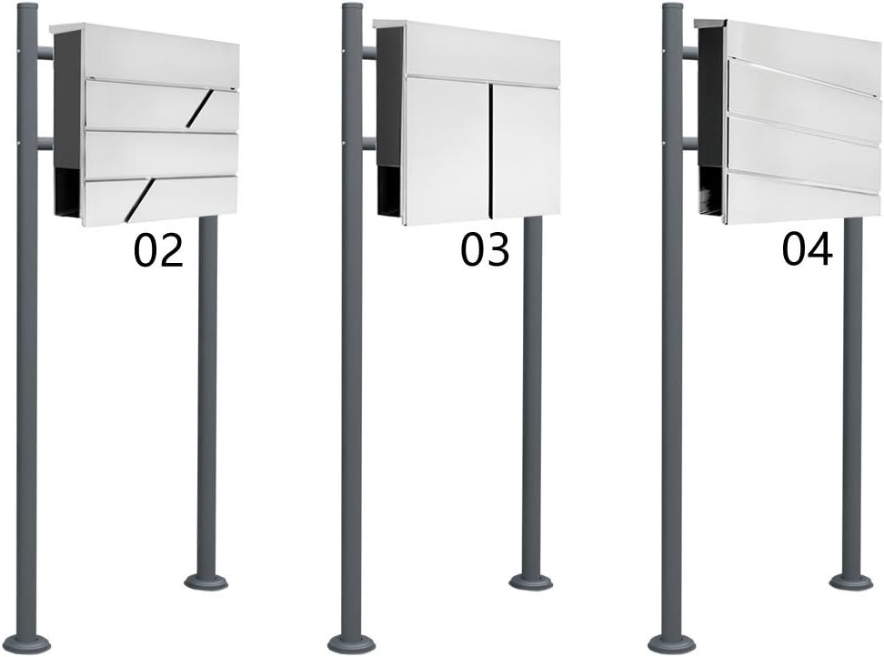Edelstahl Briefkasten Set Standbriefkasten Ständer Zeitungsrolle Freistehend Zweifarbig Anthrazit V2