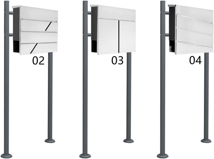 Edelstahl Briefkasten Set Standbriefkasten Ständer Zeitungsrolle Freistehend Zweifarbig Anthrazit V2