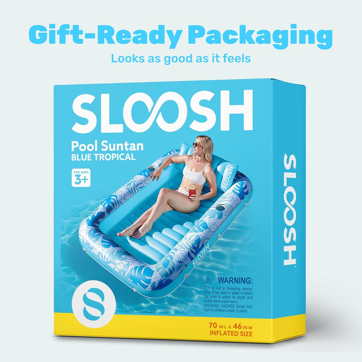 SLOOSH Aufblasbare Tanning Pool, 70" x 46"/ 85" x 57" Grosse aufblasbarer Luftmatratze für Erwachsen