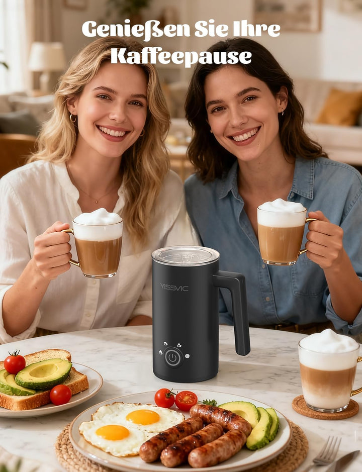 YISSVIC Milchaufschäumer Elektrisch 4-in-1 Automatischer Milchaufschäumer 500W Antihaftbeschichtung