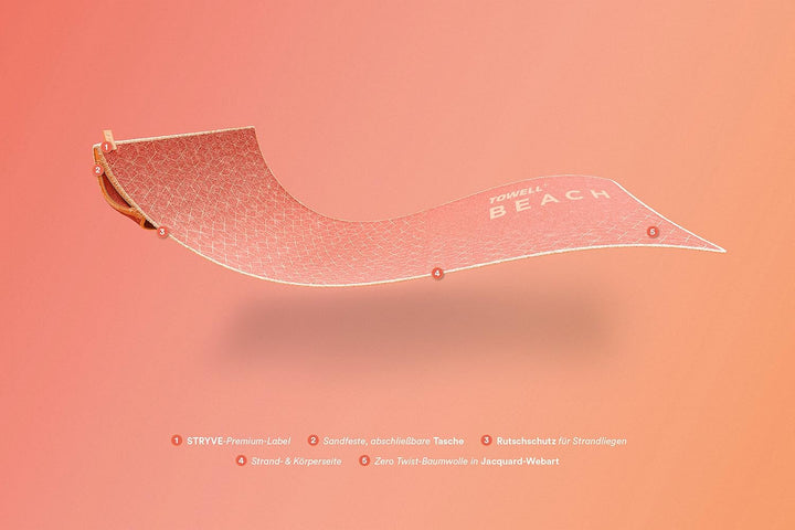 Stryve ® TOWELL +Beach Strandhandtuch (180 x 90cm) Grosses Strandtuch, Perfektes Urlaub Zubehör (Gra