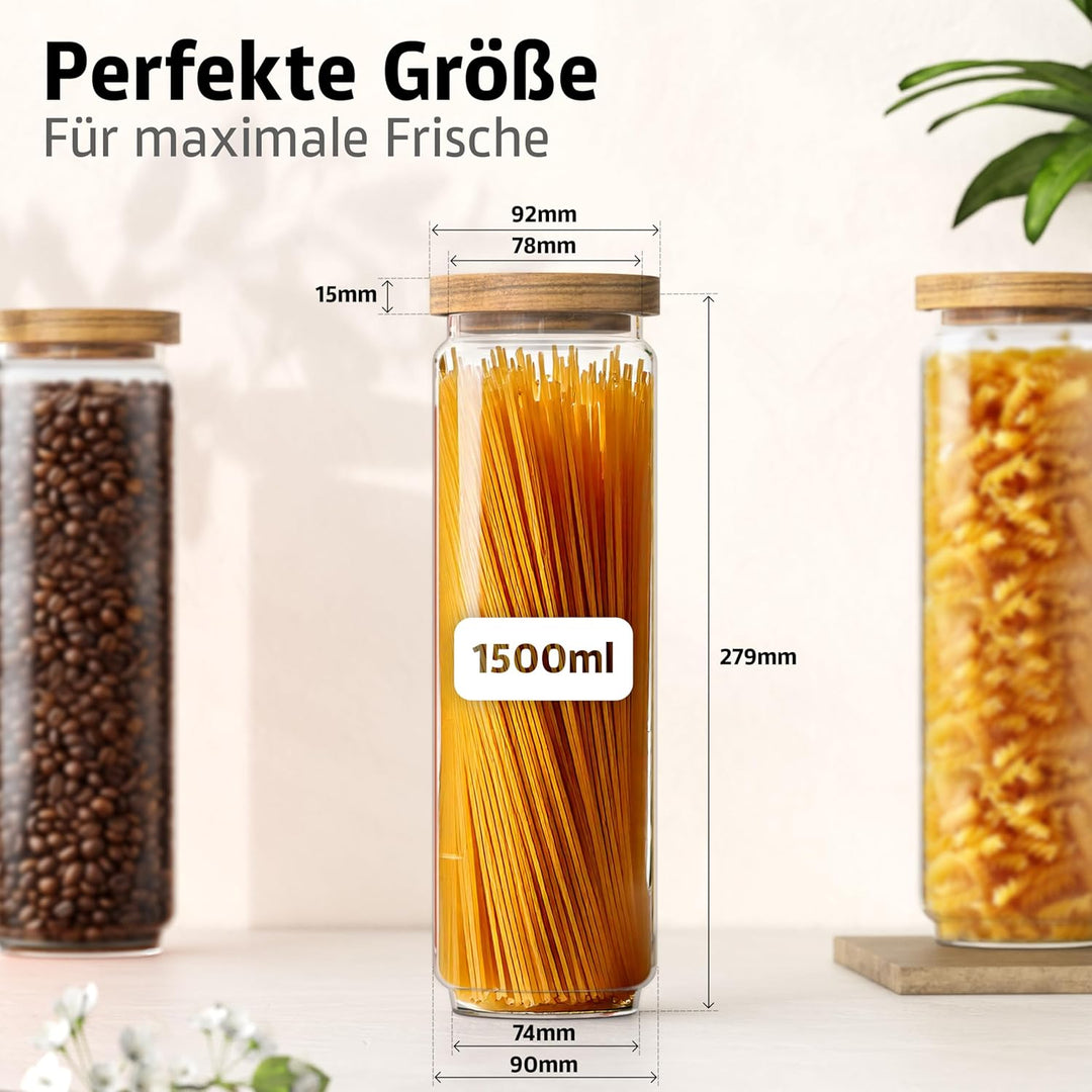 ElbFuchs® Vorratsgläser mit Deckel luftdicht NEU | 2x 1500ml [BPA-FREI & MOTTENSICHER] Vorratsdosen