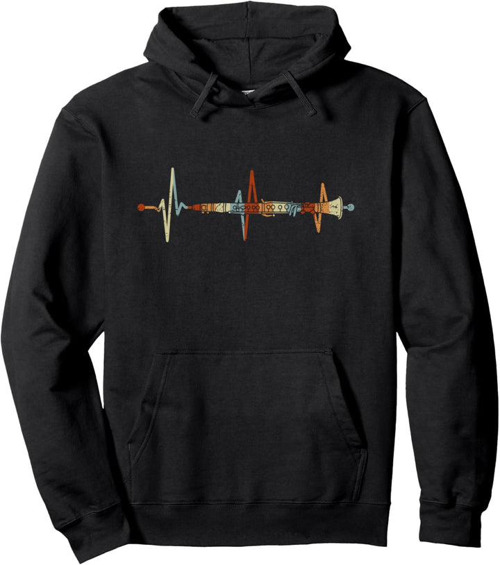 Orchester Klarinettist Herzschlag Klarinette Pullover Hoodie