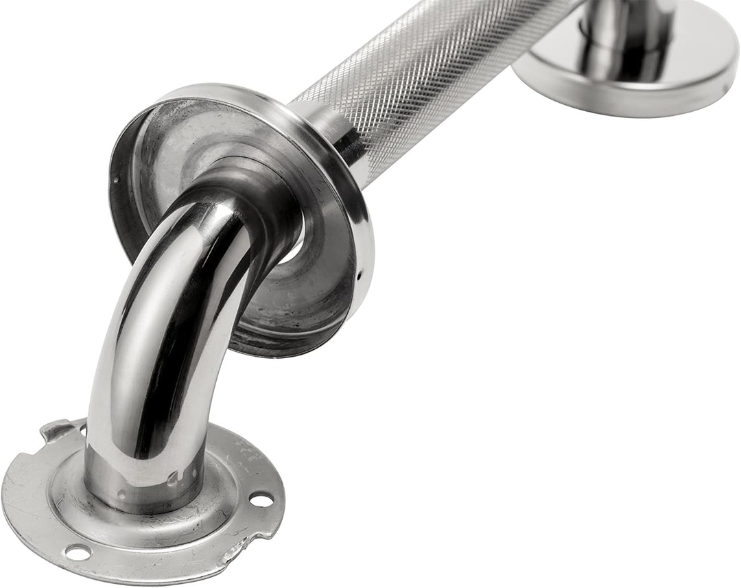 Croydex Gerader Haltegriff, Edelstahl, rutschfest, unsichtbare Befestigung, 30 cm, Chromfarben Halte