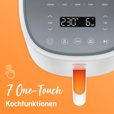 COSORI Lite Heissluftfritteuse 3.8L, voreingestelltes mehrstufiges Kochen, bis zu 230℃, Smart Steuer