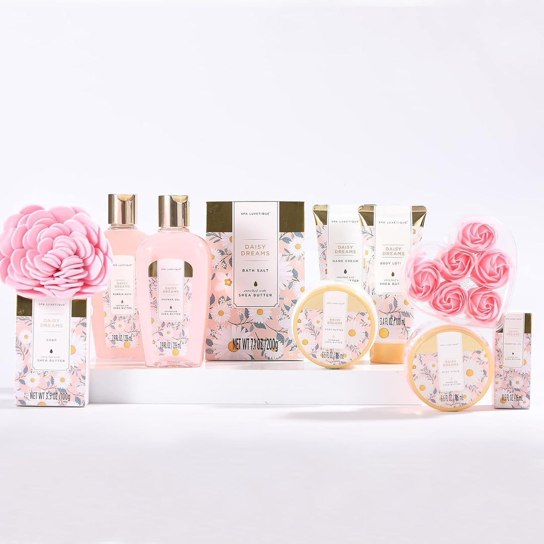 SPA LUXETIQUE Damen Bade Geschenkset - Beauty Set für Sie 12tlg Geburtstagsgeschenk, Gänseblümchendu
