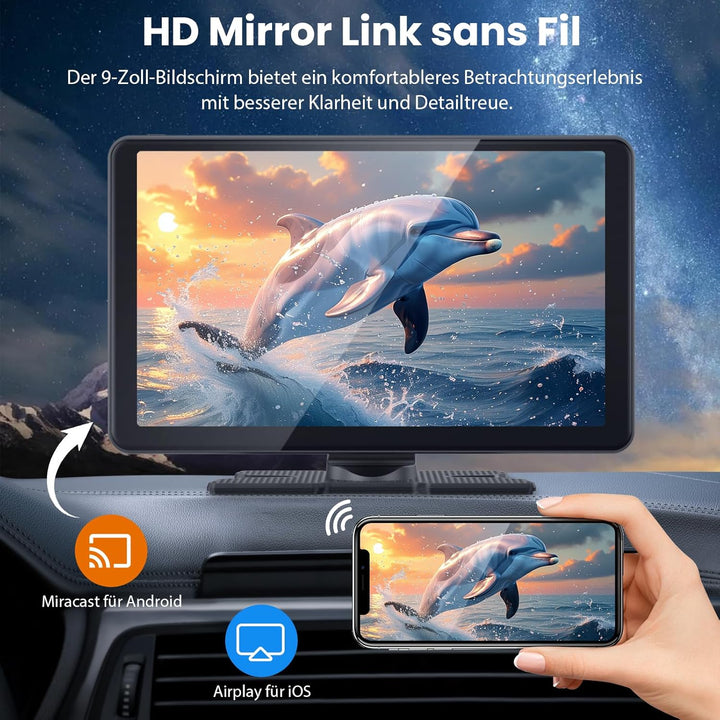 Tragbare CarPlay Display, Wireless Android Auto Monitor, IPS Touchscreen Bildschirm, Bluetooth-Freis