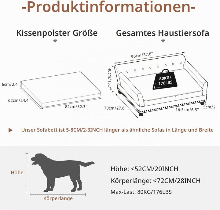 BingoPaw Luxus Hundesofa Grosse Hunde: Mordern Haustiersofa Mikrofaser Leder atmungsaktive wasserdic