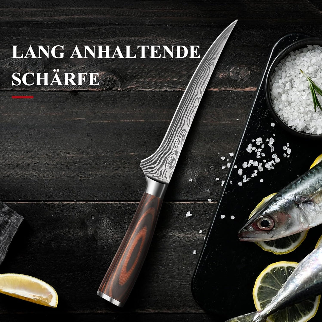 Sunnecko Filetiermesser 18CM Profi Küchenmesser - Ultra Scharfe Messer für Schneiden, Fischmesser Au
