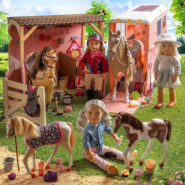 Our Generation – 46 cm Puppenzubehör – Pferdestall – Scheune-Spielset – Pferdespielzeug – Spielzeug