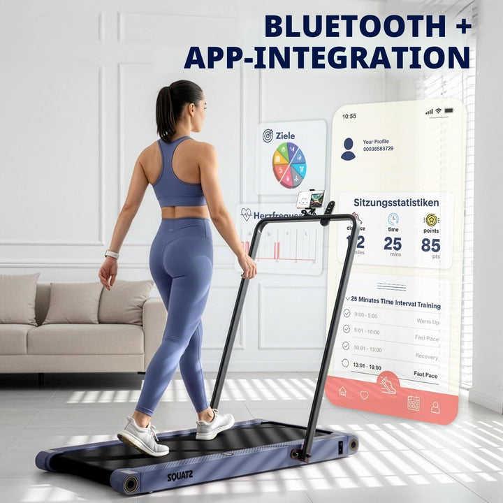 SQUATZ 2-in-1 Walking Pad Laufband mit Handlauf, klappbar und platzsparend, für Zuhause und Büro, mi