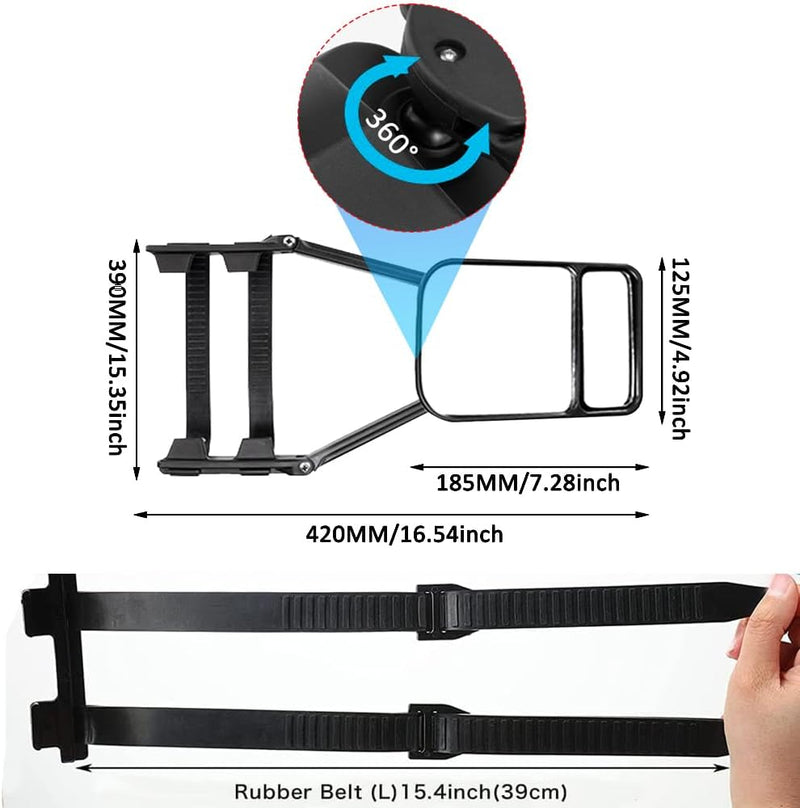 2x Abschleppspiegel, Baceyong Multi Angle für Caravan Pkw LKW 4WD Clip-On Abschleppspiegel, universe