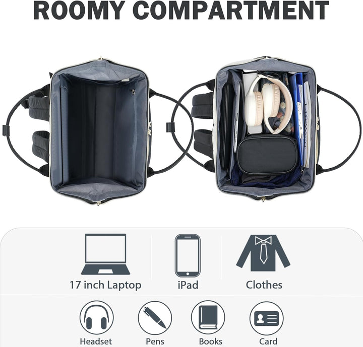 KROSER Laptop-Rucksack Damen 17 Zoll Business Reiserucksack Wasserdicht mit Hartgeschältem Sicherhei