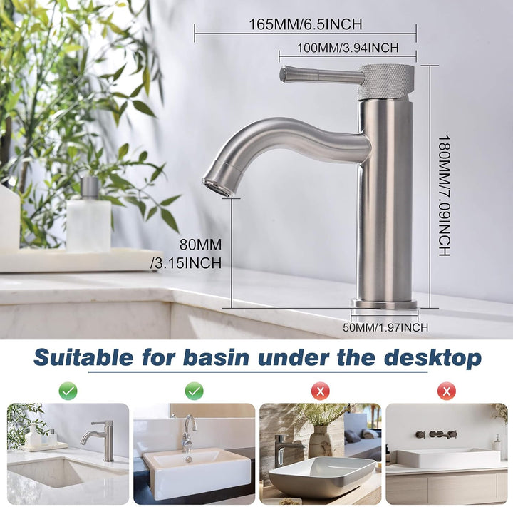 Armatur Badezimmer aus Gebürstetes Nickel mit Verlängerung,Strahlregler,Waschtisch Waschtisch,Wasser