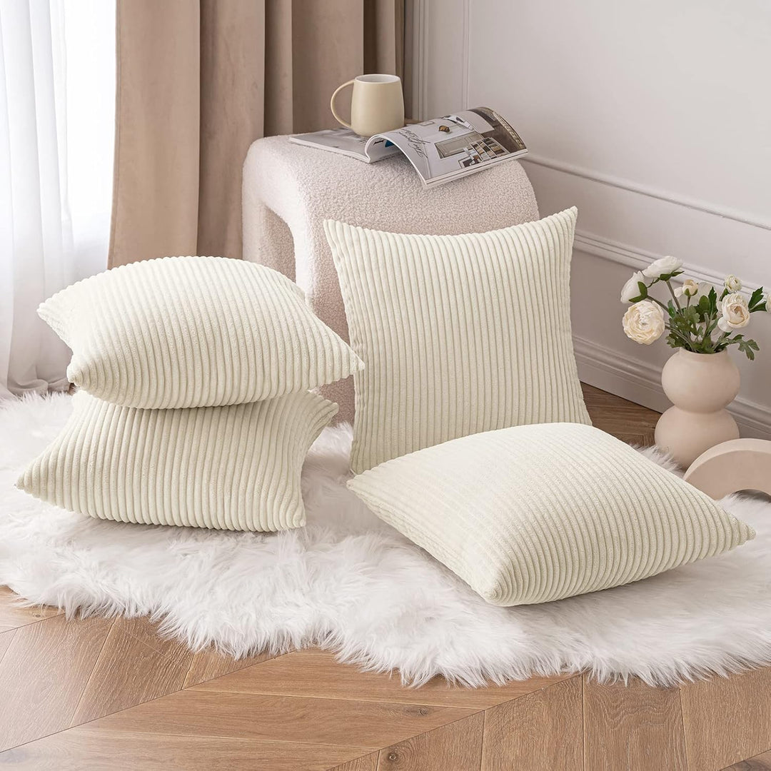 MIULEE 4er Set Kissenbezüge Kord Kissenhülle Dekorative Kissenbezug Sofakissen Couchkissen Dekokisse