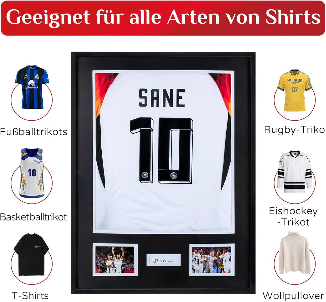 Trikotrahmen 60x80 Trikot Bilderrahmen: Aluminium Rahmen Einrahmung Fussballtrikot - Gross XL Objekt
