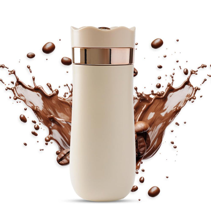 Tragbarer French-Press-Reisebecher, 320 ml, doppelwandig isolierter Edelstahl-Kaffeebereiter für gem