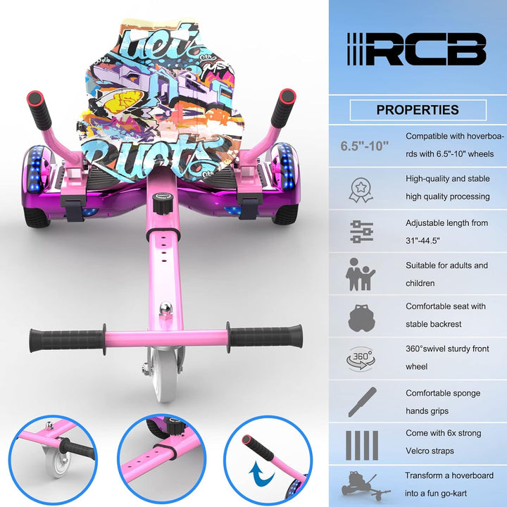 RCB Hoverboard Sitz, Go-Kart Zubehör für Hoverboards, Hoverboard mit Sitz passend für Aller 6.5"-10"