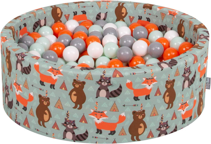 KiddyMoon Rund Bällebad Bällepool 90X30cm/300 Bälle ∅ 7Cm Ballgruben Mit Bunten Bällen Für Babys Spi