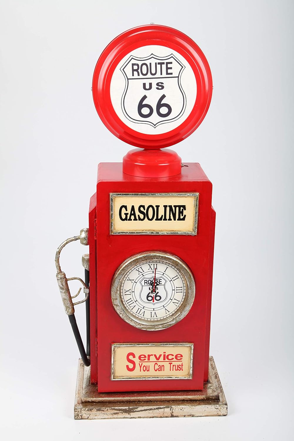 Design-Schrank Zapfsäule mit Uhr + Licht, Retro, rot, 77cm