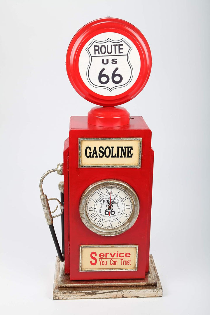Design-Schrank Zapfsäule mit Uhr + Licht, Retro, rot, 77cm